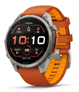 Купить Мультиспортивные часы Garmin Fenix 9 Pro (47mm), титановый корпус, оранжевый силиконовый ремешок (Autumn Orange/Spark Orange)