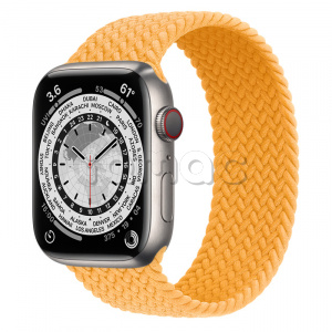 Купить Apple Watch Series 7 // 45мм GPS + Cellular // Корпус из титана, плетёный монобраслет цвета «спелый маис»