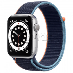 Купить Apple Watch Series 6 // 44мм GPS // Корпус из алюминия серебристого цвета, спортивный браслет цвета «Тёмный ультрамарин»