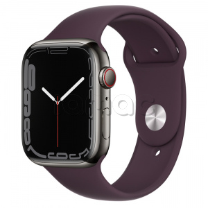 Купить Apple Watch Series 7 // 45мм GPS + Cellular // Корпус из нержавеющей стали графитового цвета, спортивный ремешок цвета «тёмная вишня»
