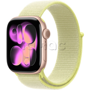 Купить Apple Watch Series 11 // 46мм GPS // Корпус из алюминия цвета "розовое золото", спортивный браслет цвета "неоновый желтый"