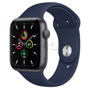 Купить Apple Watch SE // 44мм GPS // Корпус из алюминия цвета «серый космос», спортивный ремешок цвета «Тёмный ультрамарин» (2020)