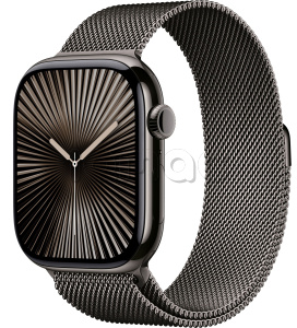 Купить Apple Watch Series 10 // 46мм GPS+Cellular // Корпус из титана сланцевого цвета, миланский сетчатый браслет сланцевого цвета