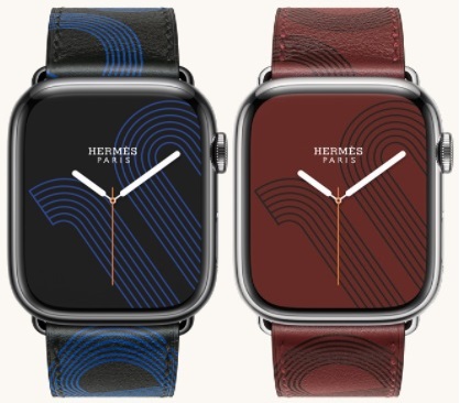 Apple Watch Series 7 Hermès // 41мм GPS + Cellular // Корпус из нержавеющей  стали цвета «черный космос», ремешок Single Tour Circuit H цвета Noir/Bleu  