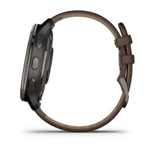 Умные часы Garmin Venu 2 Plus (43mm), серый корпус, коричневый кожаный ремешок