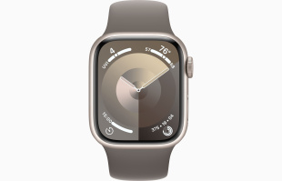 Apple Watch Series 9 // 41мм GPS // Корпус из алюминия цвета "сияющая звезда", спортивный ремешок цвета "глина"