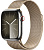 Купить Apple Watch Series 9 // 45мм GPS+Cellular // Корпус из нержавеющей стали серебристого цвета, миланский сетчатый браслет золотого цвета