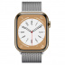 Apple Watch Series 8 // 45мм GPS + Cellular // Корпус из нержавеющей стали золотого цвета, миланский сетчатый браслет серебристого цвета