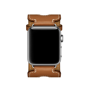 38/40 мм ремешок Manchette из кожи Barenia цвета Fauve с двойной пряжкой для Apple Watch Hermès