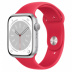 Apple Watch Series 8 // 45мм GPS // Корпус из алюминия серебристого цвета, спортивный ремешок цвета (PRODUCT)RED