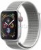 Apple Watch Series 4 // 44мм GPS + Cellular // Корпус из алюминия серебристого цвета, ремешок из плетёного нейлона цвета «белая ракушка» (MTUV2)