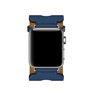 38/40 мм ремешок Manchette из кожи Epsom цвета Bleu Agate с двойной пряжкой для Apple Watch Hermès