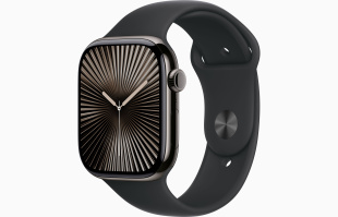 Apple Watch Series 10 // 46мм GPS+Cellular // Корпус из титана сланцевого цвета, спортивный ремешок черного цвета