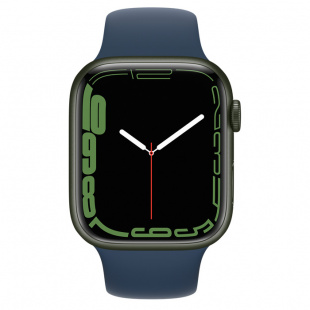 Apple Watch Series 7 // 41мм GPS // Корпус из алюминия зеленого цвета, спортивный ремешок цвета «синий омут»