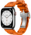 Apple Watch Series 9 Hermès // 45мм GPS+Cellular // Корпус из нержавеющей стали серебристого цвета, ремешок Kilim Single Tour цвета Orange с раскладывающейся застёжкой (Deployment Buckle)