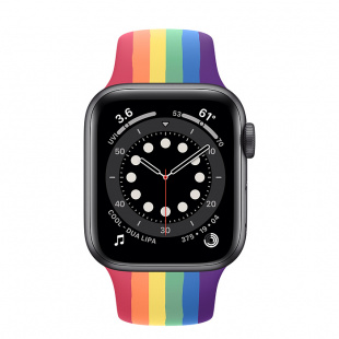 Apple Watch Series 6 // 40мм GPS // Корпус из алюминия цвета «серый космос», спортивный ремешок радужного цвета