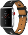 Apple Watch Series 3 Hermès // 42мм GPS + Cellular // Корпус из нержавеющей стали, ремешок из кожи Noir Rallye черного цвета (MQLU2)