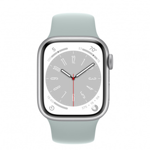 Apple Watch Series 8 // 41мм GPS // Корпус из алюминия серебристого цвета, спортивный ремешок цвета "суккулент"