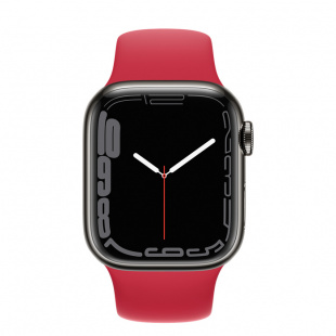 Apple Watch Series 7 // 45мм GPS + Cellular // Корпус из нержавеющей стали графитового цвета, спортивный ремешок цвета (PRODUCT)RED