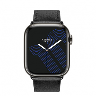 Apple Watch Series 8 Hermès // 45мм GPS + Cellular // Корпус из нержавеющей стали цвета «черный космос», ремешок Single Tour цвета Noir