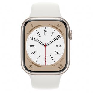Apple Watch Series 8 // 41мм GPS // Корпус из алюминия цвета "сияющая звезда", спортивный ремешок белого цвета