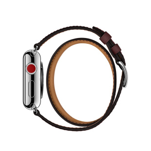 38/40 мм ремешок Double Tour из кожи Swift цвета Bordeaux, размер Regular (стандартный) для Apple Watch Hermès