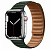 Купить Apple Watch Series 7 // 45мм GPS + Cellular // Корпус из нержавеющей стали серебристого цвета, кожаный браслет цвета «зелёная секвойя», размер ремешка M/L