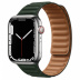 Apple Watch Series 7 // 45мм GPS + Cellular // Корпус из нержавеющей стали серебристого цвета, кожаный браслет цвета «зелёная секвойя», размер ремешка M/L