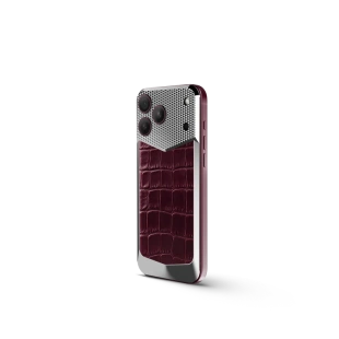 Магнитная накладка Golden Concept Magnetic Shield для iPhone 18 Pro, Alligator Edition (Burgundy)