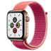 Apple Watch Series 5 // 40мм GPS + Cellular // Корпус из нержавеющей стали золотого цвета, спортивный браслет цвета «сочный гранат»