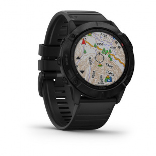 Мультиспортивные часы Garmin Fenix 6X Pro (51mm) стальной черный корпус, черный силиконовый ремешок
