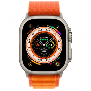 Apple Watch Ultra // 49мм GPS + Cellular // Корпус из титана, ремешок Alpine Loop оранжевого цвета, М