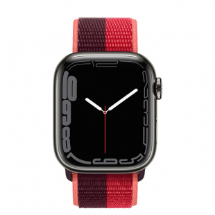 Apple Watch Series 7 // 45мм GPS + Cellular // Корпус из нержавеющей стали графитового цвета, спортивный браслет цвета (PRODUCT)RED
