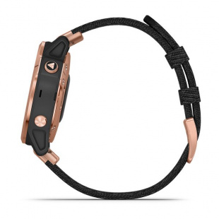 Мультиспортивные часы Garmin Fenix 6S (42mm) Sapphire, стальной корпус цвета "розовое золото", черный нейлоновый ремешок