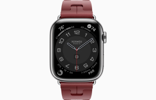 Apple Watch Series 9 Hermès // 41мм GPS+Cellular // Корпус из нержавеющей стали серебристого цвета, ремешок Kilim Single Tour цвета  Rouge H с раскладывающейся застёжкой (Deployment Buckle)