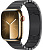 Купить Apple Watch Series 9 // 45мм GPS+Cellular // Корпус из нержавеющей стали золотого цвета, блочный браслет из нержавеющей стали цвета "черный космос"