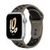 Apple Watch Series 8 // 41мм GPS // Корпус из алюминия серебристого цвета, спортивный ремешок Nike цвета "серая олива/черный"