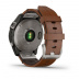 Мультиспортивные часы Garmin Fenix 7 (47mm) Sapphire Solar, серый титановый корпус, коричневый кожаный ремешок