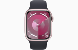 Apple Watch Series 9 // 41мм GPS+Cellular // Корпус из алюминия розового цвета, спортивный ремешок цвета "темная ночь"