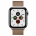Apple Watch Series 5 // 44мм GPS + Cellular // Корпус из нержавеющей стали цвета «серый космос», миланский сетчатый браслет золотого цвета