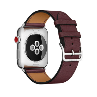 42/44 мм ремешок Simple Tour из кожи Swift цвета Bordeaux для Apple Watch Hermès