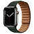 Купить Apple Watch Series 7 // 45мм GPS + Cellular // Корпус из нержавеющей стали графитового цвета, кожаный браслет цвета «зелёная секвойя», размер ремешка S/M