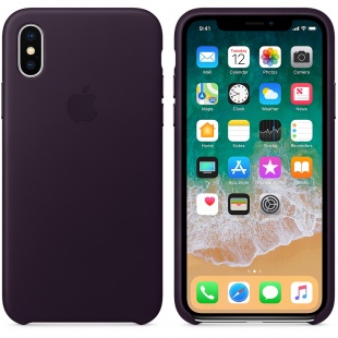 Кожаный чехол для iPhone X / Xs, баклажановый цвет, оригинальный Apple