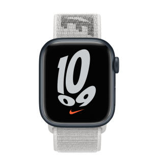 Apple Watch Series 7 // 41мм GPS + Cellular // Корпус из алюминия цвета «тёмная ночь», спортивный браслет Nike цвета «снежная вершина»