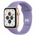 Apple Watch SE // 44мм GPS // Корпус из алюминия золотого цвета, спортивный ремешок цвета «Английская лаванда» (2020)