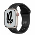 Apple Watch Series 7 // 41мм GPS + Cellular // Корпус из алюминия цвета «сияющая звезда», спортивный ремешок Nike цвета «антрацитовый/чёрный»