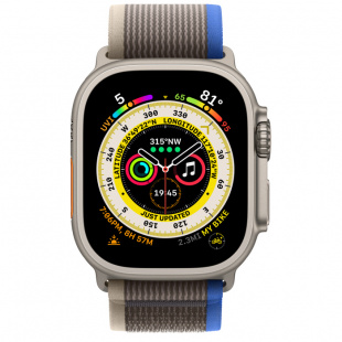Apple Watch Ultra // 49мм GPS + Cellular // Корпус из титана, ремешок Trail Loop серо-голубого цвета, S/M