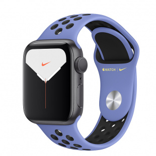 Apple Watch Series 5 // 40мм GPS + Cellular // Корпус из алюминия цвета «серый космос», спортивный ремешок Nike цвета «синяя пастель/чёрный»