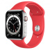 Apple Watch Series 6 // 44мм GPS + Cellular // Корпус из нержавеющей стали серебристого цвета, спортивный ремешок цвета (PRODUCT)RED