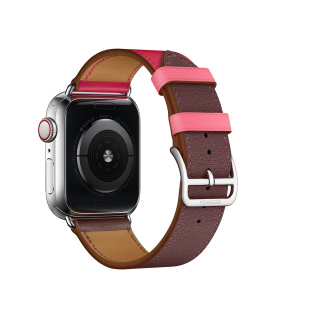 38/40 мм Ремешок Hermès Simple Tour из кожи Swift цвета Bordeaux/Rose Extrême/Rose Azalée для Apple Watch Hermès